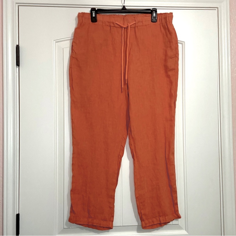 Kut from‎ the Kloth 100% Linen Haisley Ankle Pants L Terracotta Resort Vacation